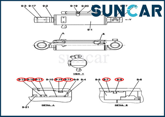 PY01V00040R400 πρότυπη CX50B εξαρτήσεων σφραγίδων επισκευής μπουλντόζων υδραυλική εξάρτηση υπηρεσιών αντικατάστασης κυλίνδρων περίπτωσης