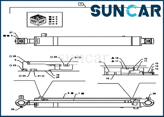 PS01V00002R400 η εξάρτηση σφραγίδων ράβδων εμβόλων κυλίνδρων βραχιόνων εγκαθιστά τον εκσκαφέα πρότυπο CX55B αντιολισθητικών αλυσίδων ΠΕΡΙΠΤΩΣΗΣ
