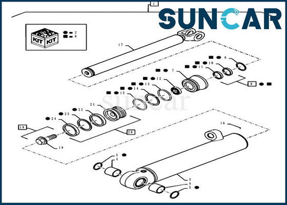 87434292 Lift Cylinder Repair Seal Kit Fits Case 521D 521F 521E Models Loader Replacement Parts