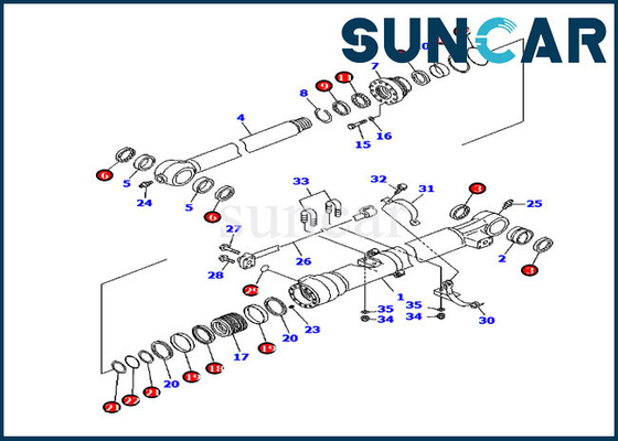 707-99-47570 Κιτ στεγανοποίησης κάδου PC200-7 PC200LC-7 Μοντέλα Komatsu Κιτ στεγανοποίησης κυλίνδρων επισκευής