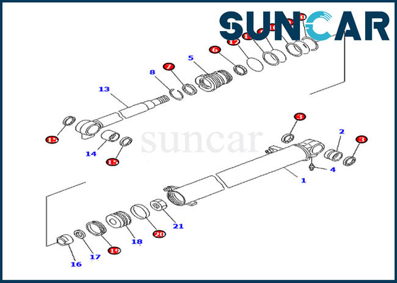 Εσωτερικά μέρη της KOMATSU 707-98-14760 πρότυπα εξαρτήσεων σφραγίδων βραχιόνων pc20mr-1 pc20mrx-1 εξάρτηση επισκευής κυλίνδρων