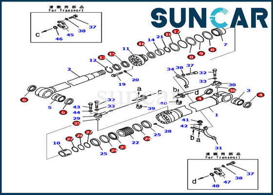 707-99-48740 7079948740 υδραυλικές τακτοποιήσεις KOMATSU pc210lc-10 κύλινδρος 90MM ράβδος 130MM εξαρτήσεων επισκευής σφραγίδων άντεξαν
