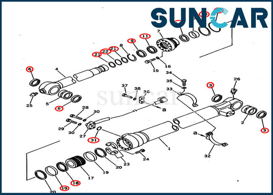 KOMATSU pc220-6 pc220lc-6 εξάρτηση υπηρεσιών κυλίνδρων κάδων 707-99-58240 για τον εκσκαφέα σκελών 2.0M
