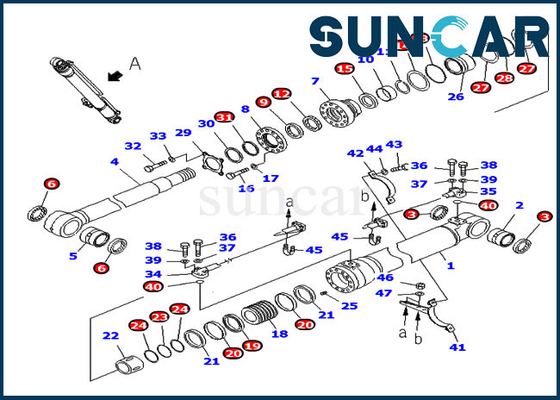 707-98-47841 7079847841 υδραυλικές τακτοποιήσεις KOMATSU κυλίνδρων εξαρτήσεων σφραγίδων βραχιόνων pc220-7 μέρη αντικατάστασης