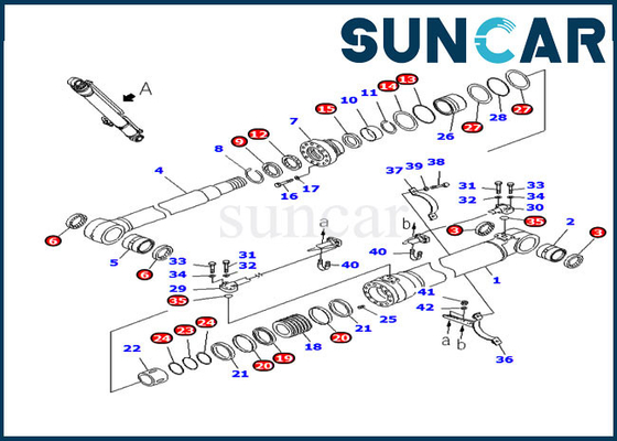 Pc220-8 pc220lc-8 εξάρτηση 707-98-47730 υπηρεσιών της KOMATSU υδραυλικές εξαρτήσεις επισκευής παρεμβυσμάτων ελαίου κυλίνδρων βραχιόνων