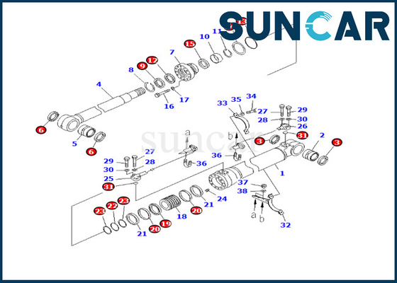 707-98-46300 Wear-resistant τακτοποιήσεις PC228USLC-3E0 PC228US-3E0 KOMATSU εξαρτήσεων σφράγισης εξαρτήσεων σφραγίδων κυλίνδρων βραχιόνων