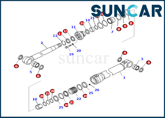 707-99-50580 η εξάρτηση KOMATSU επισκευής κυλίνδρων 7079950580 βραχιόνων εγκαθιστά pc240lc-10 pc240ll-10 PC240NLC-11