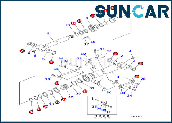 Εξάρτηση KOMATSU 707-99-58090 7079958090 τακτοποιήσεις pc350-8 pc300-8 pc360-7 υπηρεσιών κυλίνδρων κάδων