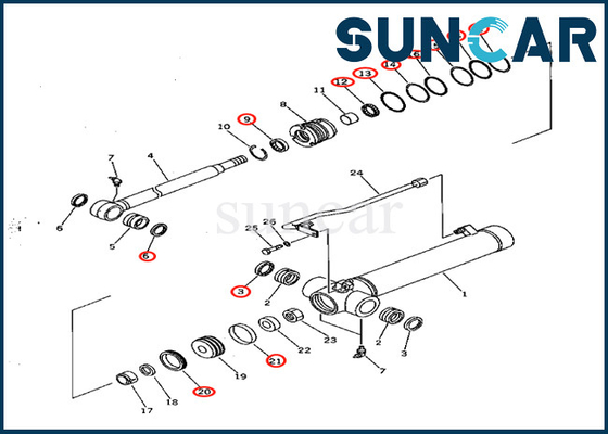 Εξάρτηση 7079822150 707-98-22150 KOMATSU αντικατάστασης σφραγίδων κυλίνδρων βραχιόνων για pc28ud-2 pc28ug-2 pc28uu-2