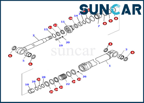 Εξάρτηση KOMATSU 7079959090 707-99-59090 τακτοποιήσεις pc290lc-10 pc290nlc-10 επισκευής σφραγίδων κυλίνδρων βραχιόνων