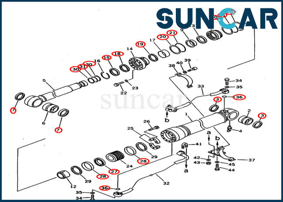 Υδραυλικός κύλινδρος 2076302100 εξαρτήσεων 207-63-02100 σφραγίδων βραχιόνων για τη KOMATSU pc300-5 εκσκαφέας pc300lc-5