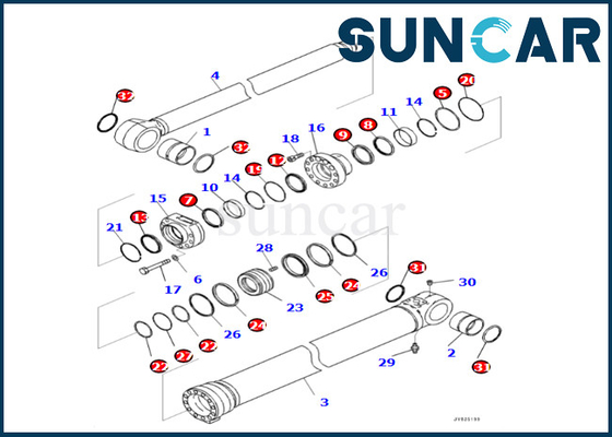Σφραγίζοντας εξάρτηση KOMATSU 7219802600 721-98-02600 κυλίνδρων βραχιόνων για PC360LCI-11 PC390LCI-11
