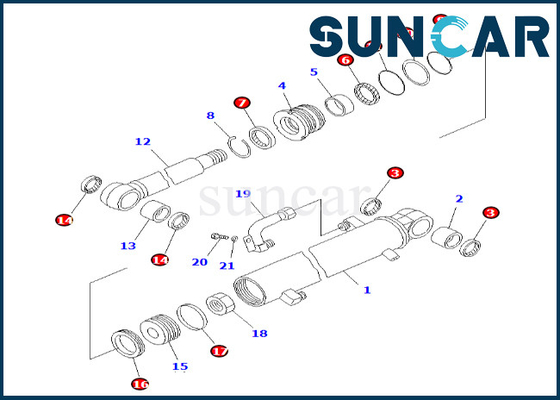 707-98-25110 7079825110 τακτοποιήσεις pc38uu-3 της KOMATSU εξαρτήσεων σφράγισης κυλίνδρων σκελών εξάρτηση υπηρεσιών κυλίνδρων σκελών