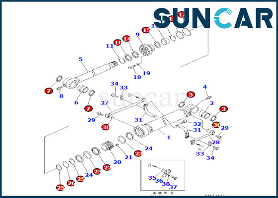 Εξάρτηση 707-99-66240 7079966240 KOMATSU σφραγίδων κυλίνδρων κάδων για pc400-7 PC300LL-7E0 PC350LL-7E0