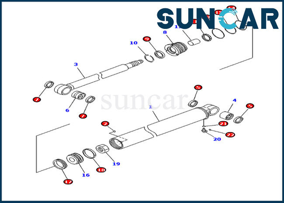 Pc35mr-3 pc30mr-3 KOMATSU 707-98-23870 υδραυλικός κύλινδρος εξαρτήσεων σφραγίδων 7079823870 βραχιόνων