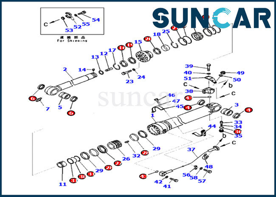 707-99-72080 εξάρτηση KOMATSU επισκευής κυλίνδρων σκελών εξαρτήσεων σφραγίδων pc360lc-10 pc390lc-10 εξαρτήσεις υπηρεσιών
