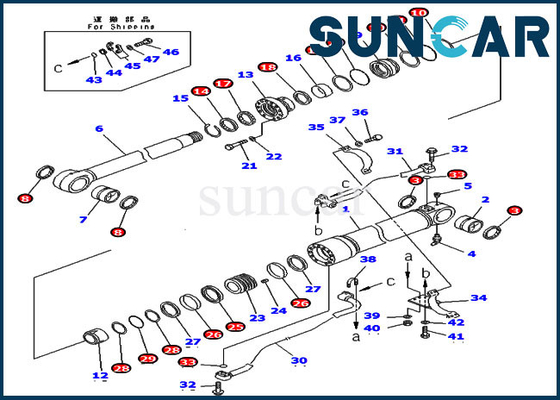 PC400-6C PC400LC-6Z KOMATSU 707-99-67305 υδραυλικός κύλινδρος εξαρτήσεων υπηρεσιών βραχιόνων 7079967305 εκσκαφέων