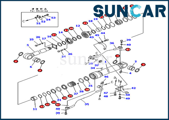 Υδραυλικός κύλινδρος 707-99-72270 7079972270 KOMATSU pc400-7 pc400lc-7 εξαρτήσεων σφραγίδων επισκευής βραχιόνων για το φορτωτή