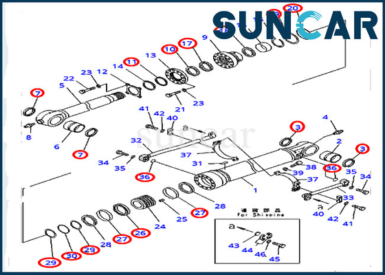 Pc400-7 pc400lc-7 KOMATSU 707-99-72290 υδραυλικός κύλινδρος κάδων εξαρτήσεων σφραγίδων επισκευής 7079972290 εκσκαφέων
