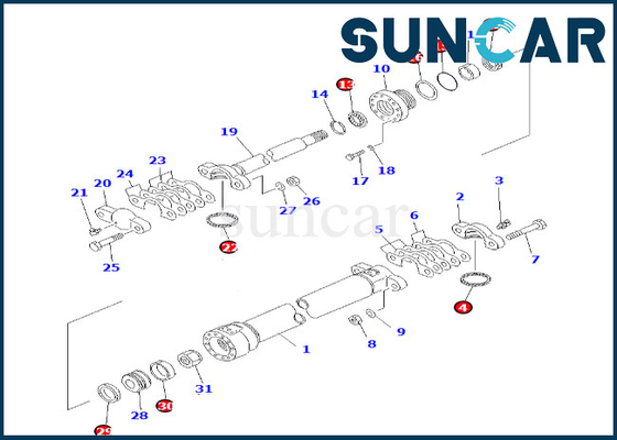 Drawbar δευτερεύουσα εξάρτηση KOMATSU 7079835110 707-98-35110 έξοχες τακτοποιήσεις gd825a-2 σφραγίδων κυλίνδρων μετατόπισης εξαρτήσεων σφραγίδων κυλίνδρων σκαφών της γραμμής
