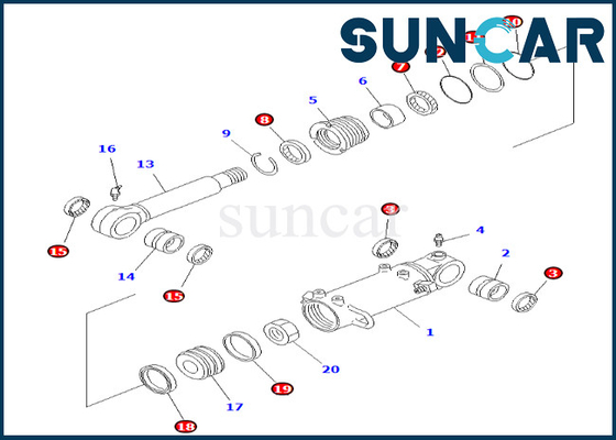 7079832120 εξάρτηση KOMATSU σφραγίδων κυλίνδρων λεπίδων 707-98-32120 για pc40-7 εξάρτηση σφραγίδων κυλίνδρων pc40r-7 λεπίδων