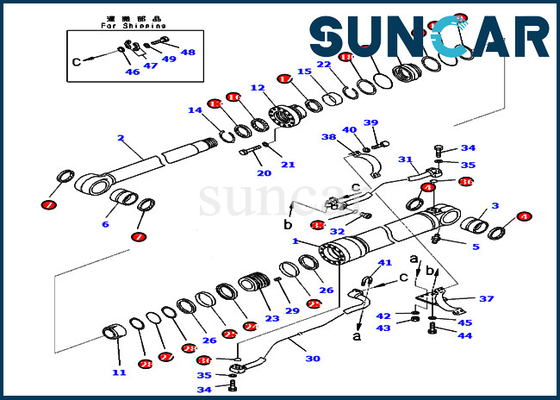 Pc400-8 pc400lc-8 KOMATSU 707-99-67091 εξάρτηση παρεμβυσμάτων ελαίου κυλίνδρων αντοχής εξαρτήσεων υπηρεσιών 7079967091 βραχίονα
