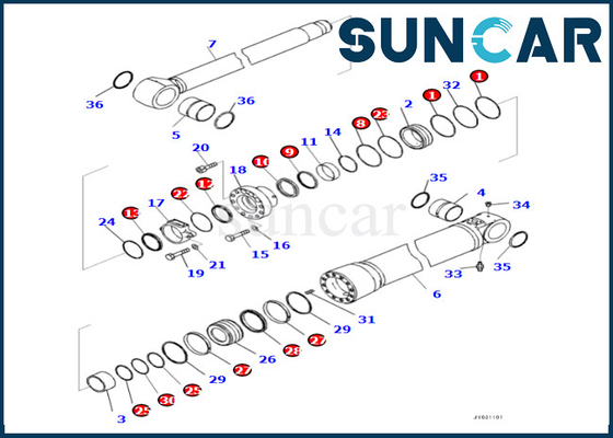 Εξάρτηση 7219801720 721-98-01720 εξάρτηση KOMATSU σφραγίδων κυλίνδρων βραχιόνων επισκευής κυλίνδρων βραχιόνων τακτοποιήσεων PC490LCI-11