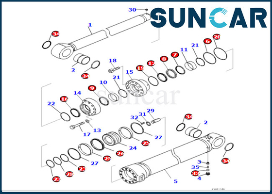 Εξάρτηση 721-98-01750 7219801750 PC490LCI-11 επισκευής σφραγίδων κυλίνδρων βραχιόνων εξαρτήσεων σφραγίδων κυλίνδρων βραχιόνων της KOMATSU