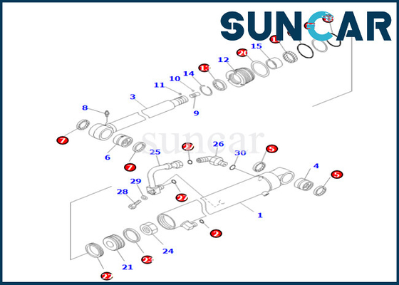 KOMATSU 707-98-26820 εξάρτηση σφραγίδων κυλίνδρων 7079826820 βραχιόνων για pc55mr-3 pc55mr-5 PC55MR-5M0