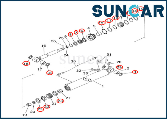 Εξάρτηση 707-99-35230 7079935230 τακτοποιήσεις pc60-7 PC60-7S KOMATSU υπηρεσιών κυλίνδρων σκελών εξαρτήσεων σφραγίδων κυλίνδρων σκελών