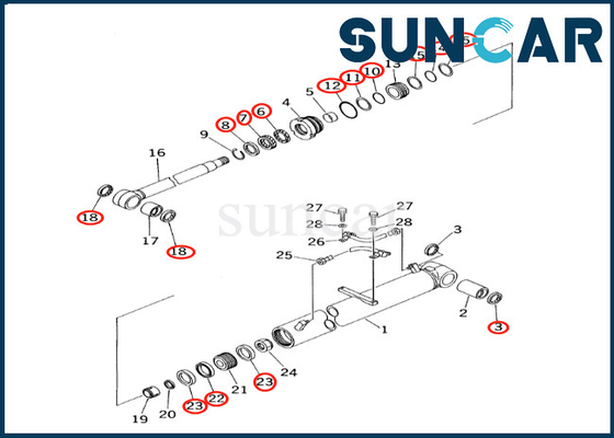 Εξάρτηση 7079936630 707-99-36630 KOMATSU pc60-7 επισκευής κυλίνδρων βραχιόνων σφραγίζοντας εξάρτηση κυλίνδρων βραχιόνων PC60-7S