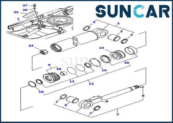 Blade Cylinder Repair Seal Kit YM172151-72940 Komatsu Service Kits For PC40FR-1 PC50FR-1 Models Excavator