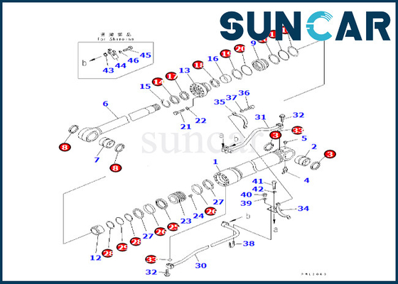 KOMATSU 707-99-68580 7079968580 τακτοποιήσεις pc600lc-7 εξαρτήσεων σφραγίδων κυλίνδρων βραχιόνων εξάρτηση επισκευής κυλίνδρων βραχιόνων PC600LC-6A