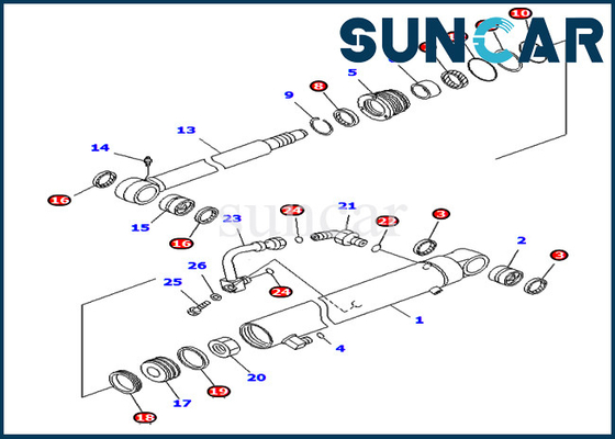 KOMATSU 707-98-32520 εξάρτηση σφραγίδων επισκευής κυλίνδρων 7079832520 λεπίδων για τα εσωτερικά μέρη εκσκαφέων pc40mr-1 pc45mr-1