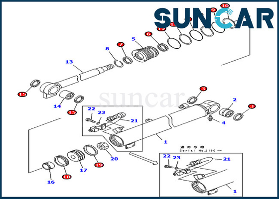 PC40MR-1 PC45MR-1 Komatsu 707-98-25700 7079825700 Boom Sealing Kit Cylinder Oil Seal Kits