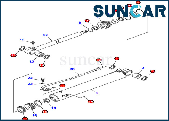 Εσωτερικά μέρη KOMATSU 707-98-25710 pc40mr-1 pc40mrx-1 εξάρτηση σφραγίδων κυλίνδρων ταλάντευσης βραχιόνων εκσκαφέων