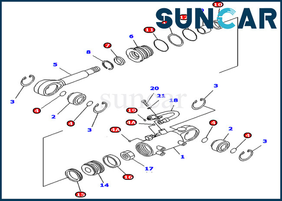 707-98-24730 εκσκαφέας pc40mr-1 της KOMATSU αντοχής εξαρτήσεων σφραγίδων κυλίνδρων κλίσης εξαρτήσεις pc45mr-1 επισκευής