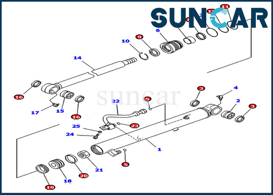 Εξάρτηση 707-98-15760 μέρη KOMATSU pc40mr-2 παρεμβυσμάτων ελαίου κάδων υδραυλικός κύλινδρος εξαρτήσεων υπηρεσιών εκσκαφέων