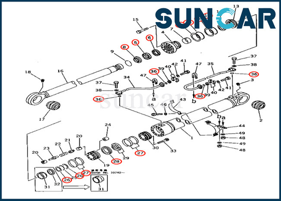 KOMATSU 707-99-68600 εξάρτηση υπηρεσιών κυλίνδρων 7079968600 βραχιόνων για το πρότυπο pc650-3 pc650-5 φορτωτών
